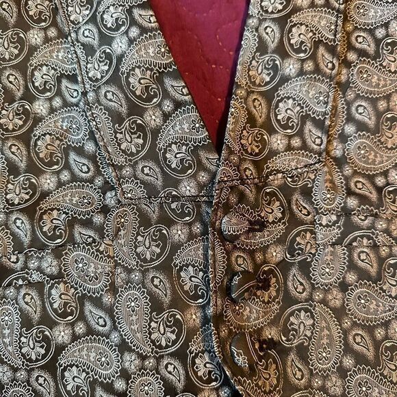 Tux vest paisley gray - med-- adjustable at waist & neck - Picture 2 of 4